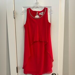 Vintage J.R Nites Layered Shift Dress Coral Pink Dress Pearl Beading Size 6